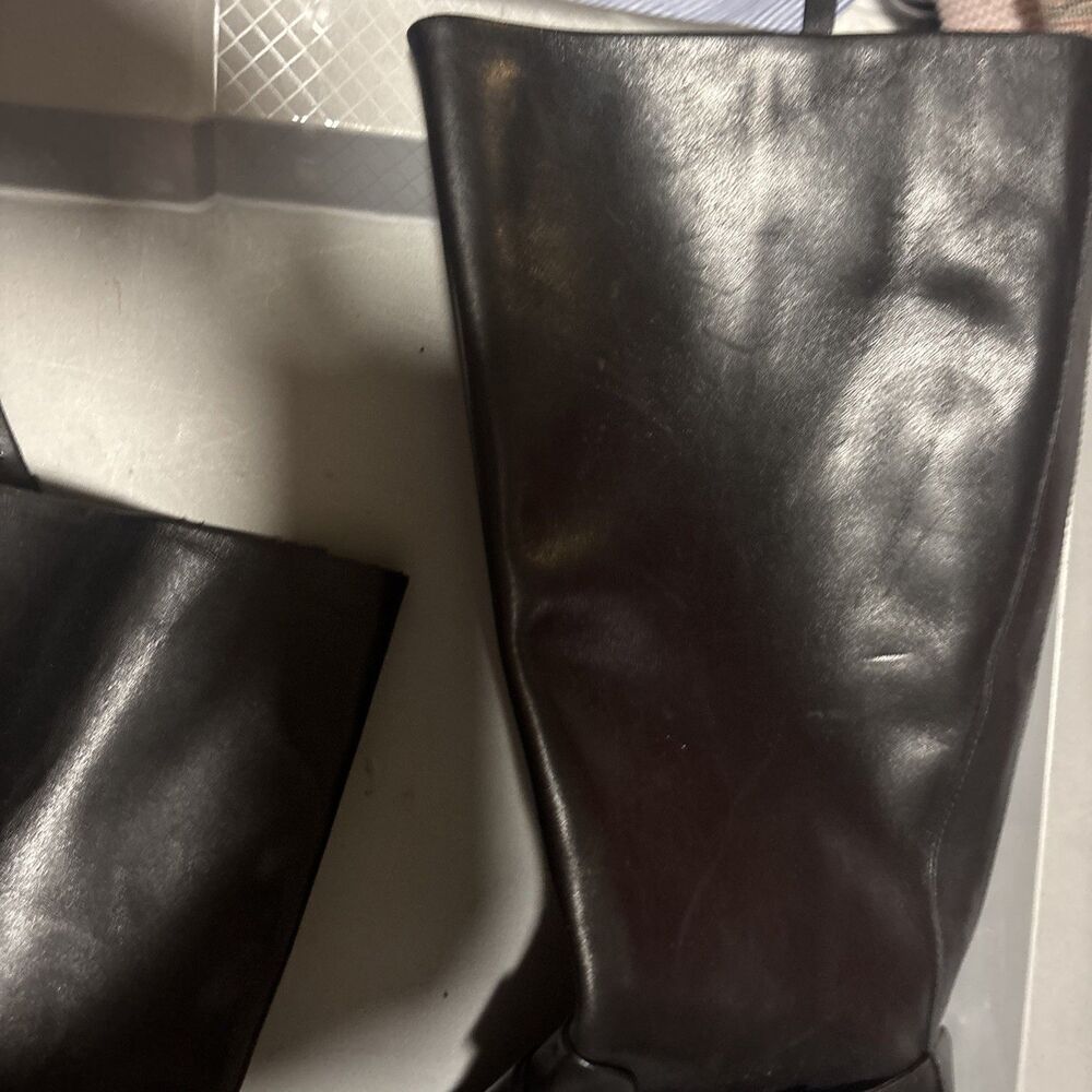 Nine West Diablo Black Leather Zip Up Buckle Knee High Riding Boots 9 - Picture 5 of 12
